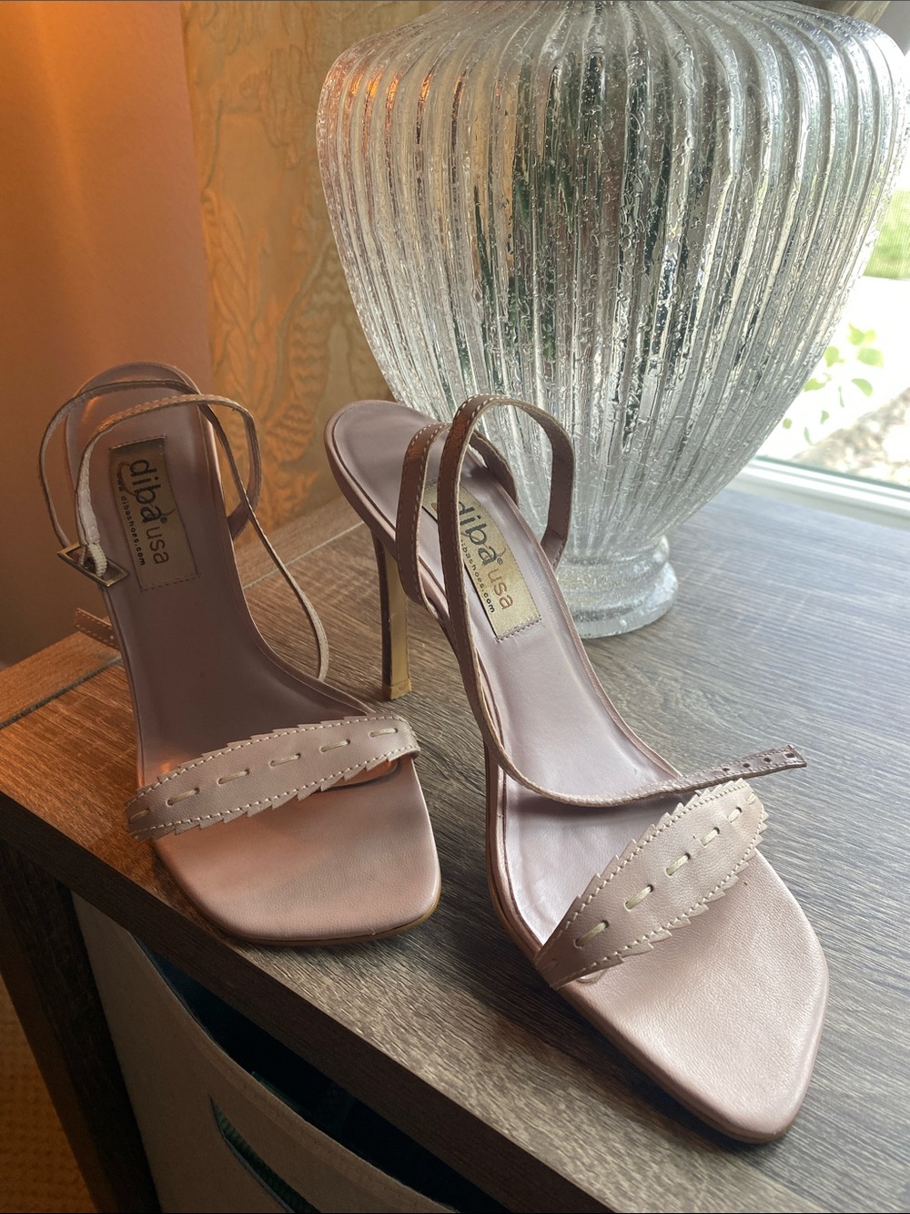 Diba Blush Pink Stitched Leather Stiletto Sandals